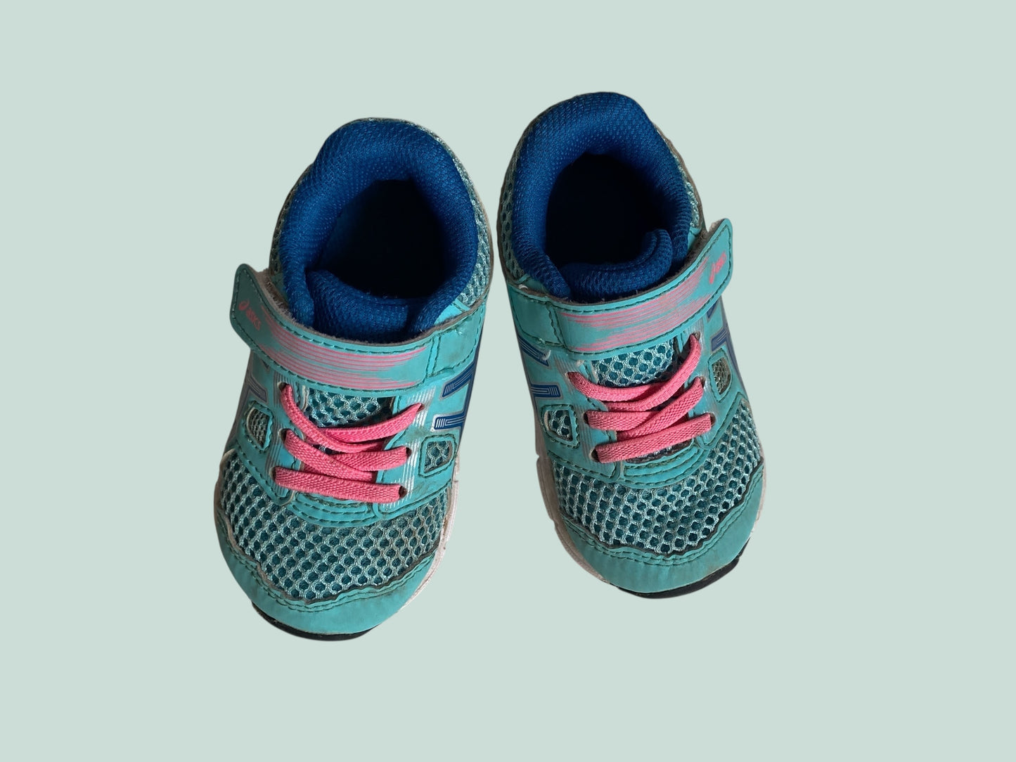 Turquoise velcro sneakers 5 US Little Kid | Asics