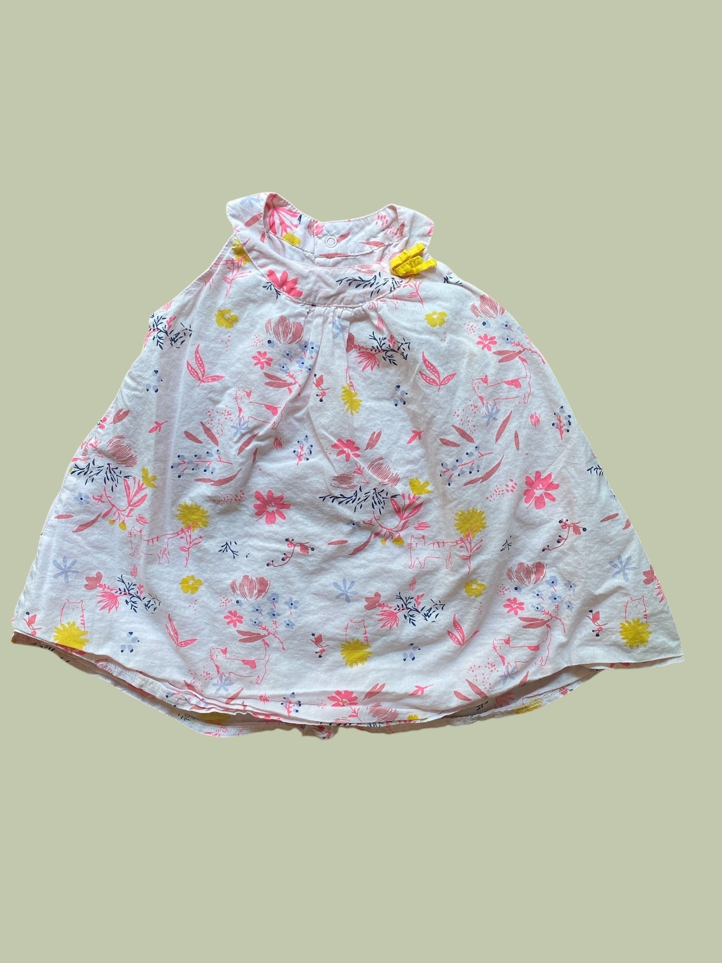 Cotton flower and cat dress 9m | Sucre d’Orge