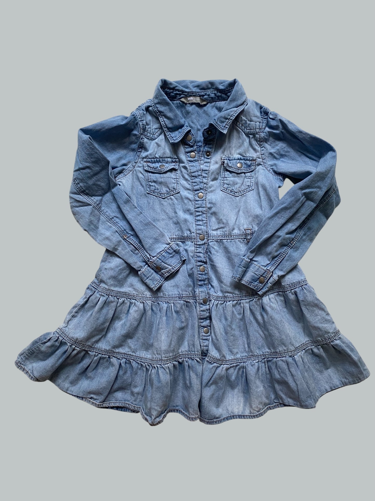 Denim long sleeve cotton dress 5-6Y (116) | Lindex