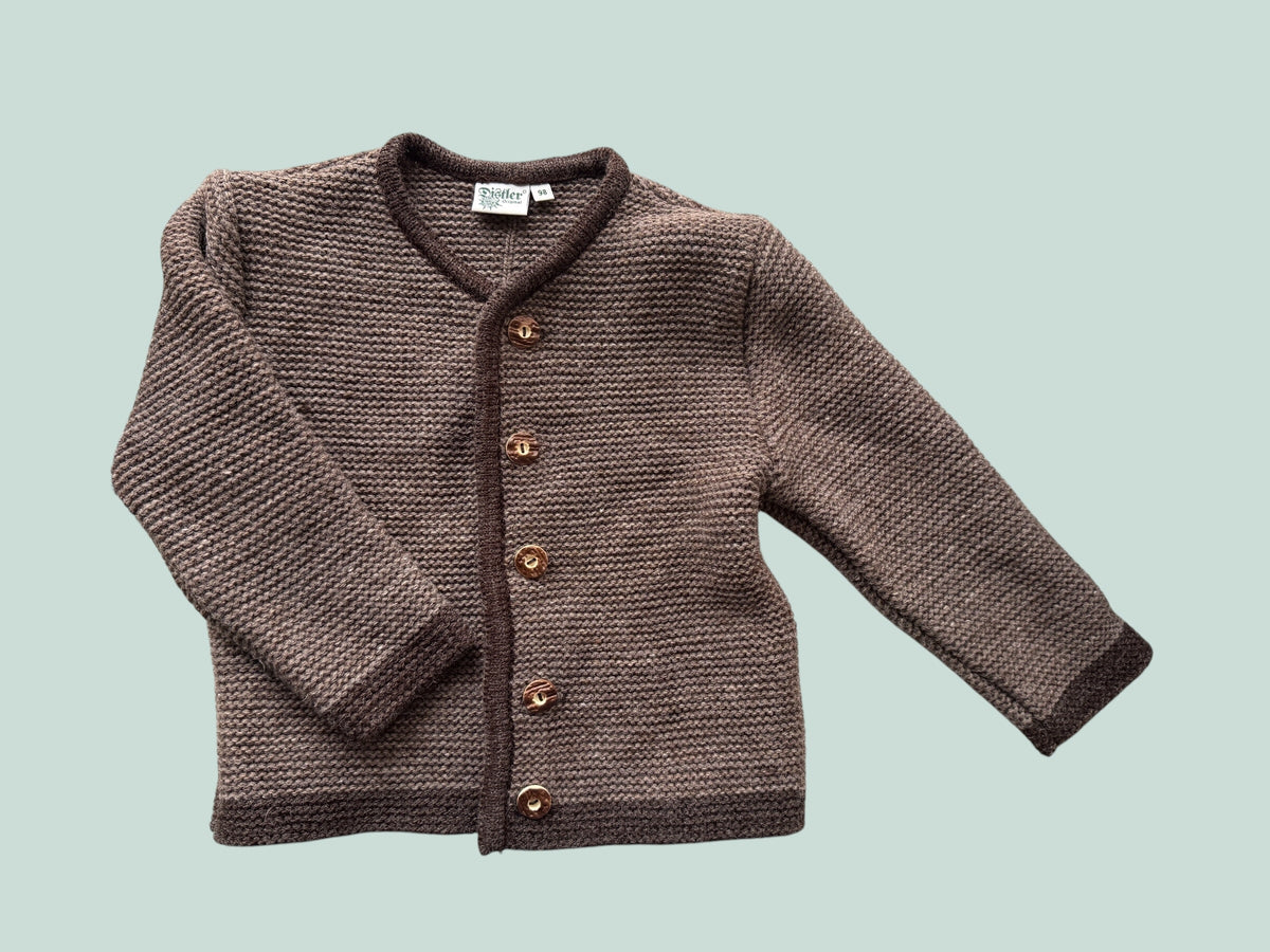 Brown knit wool blend cardigan 3Y (98) | Distler