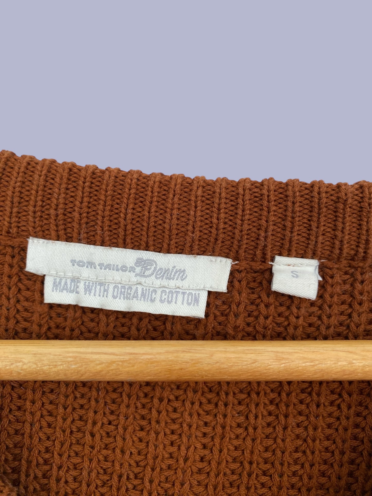 Organic cotton brown blend knit crewneck women's small | Tom Tailor