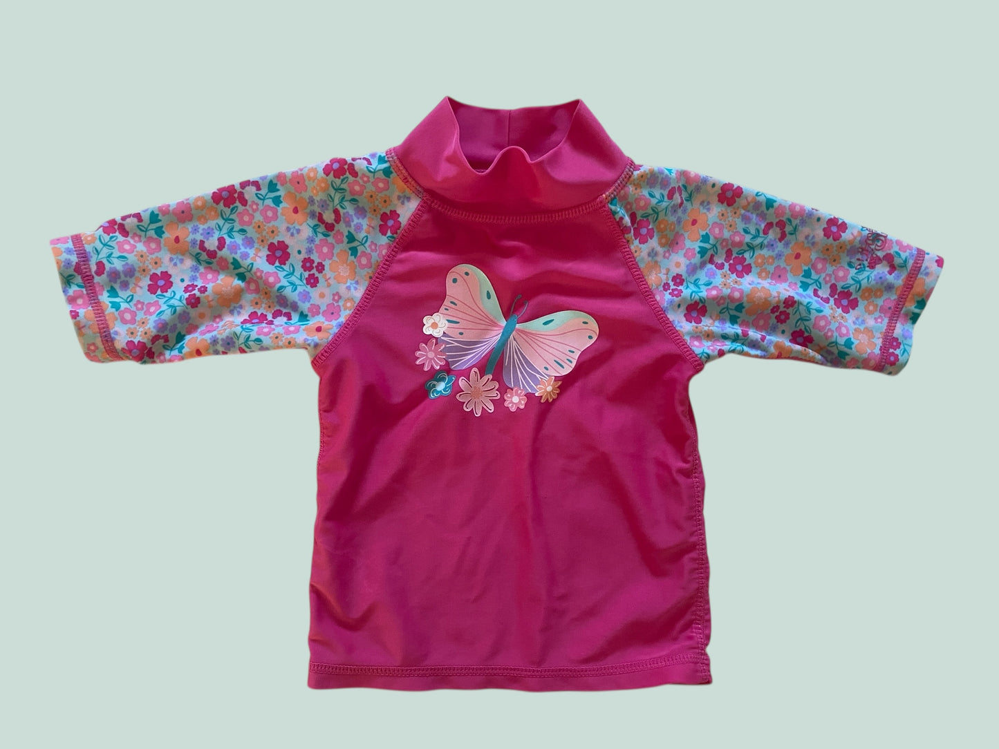 Pink swim butterfly rashguard 2Y | UVSkinz
