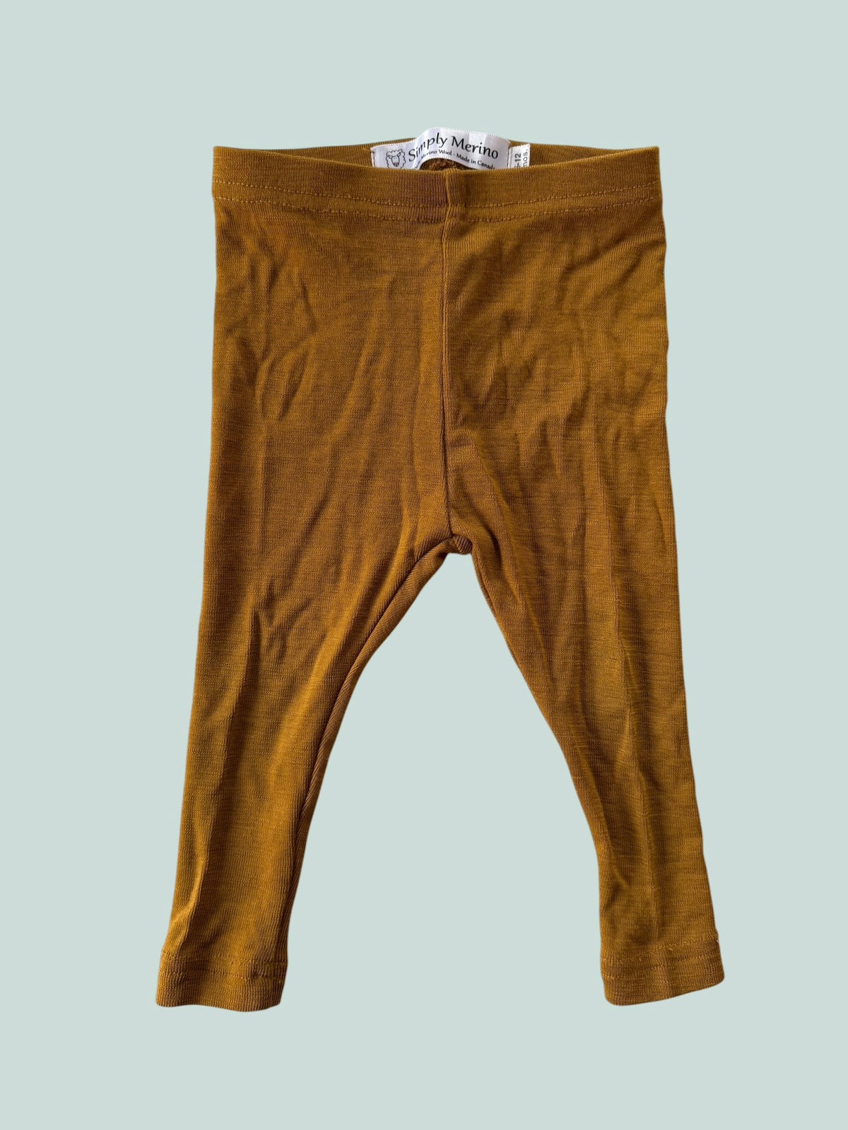 Mustard merino thermal pants 6-12m | Simply Merino