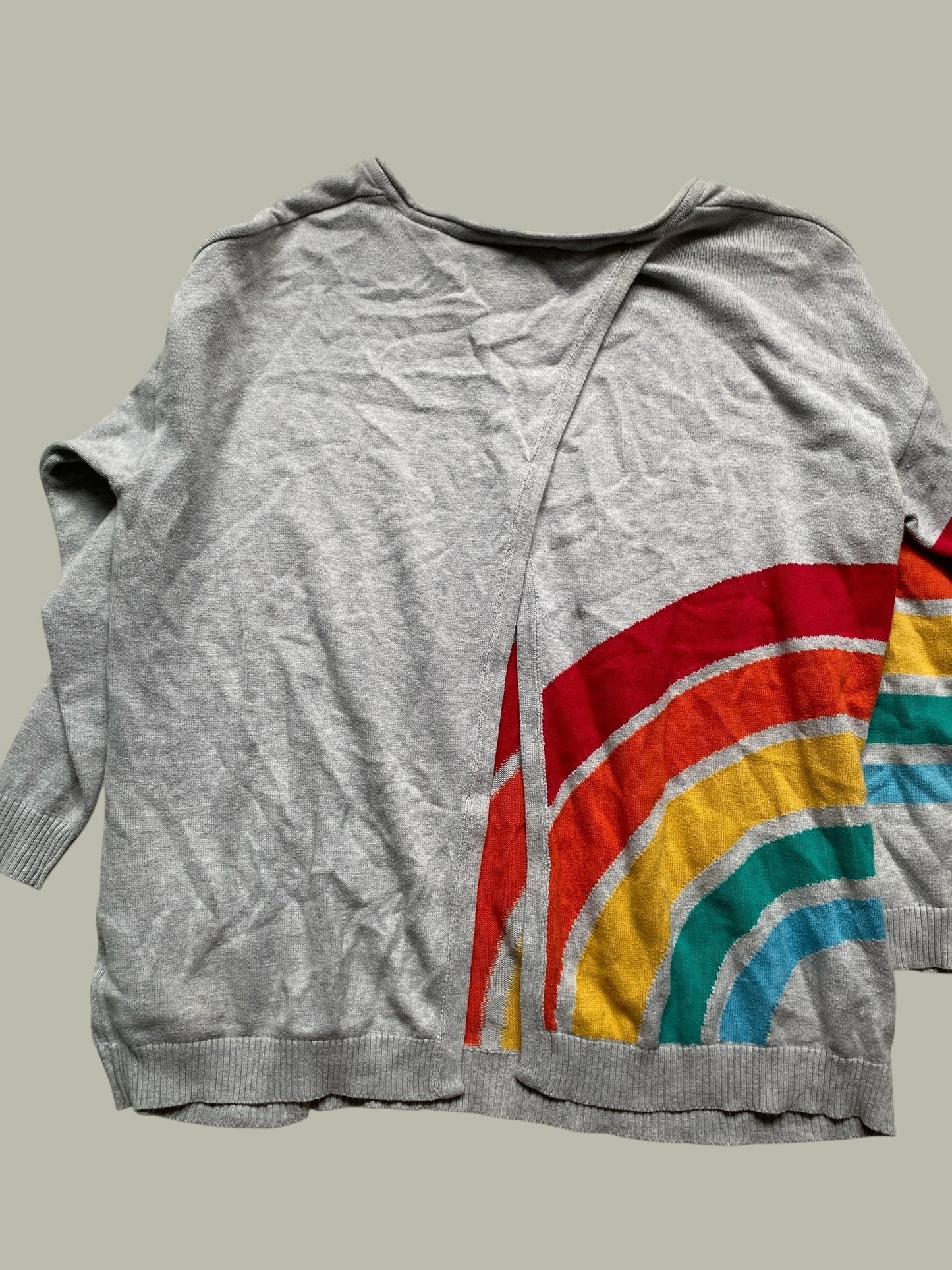 Organic cotton grey rainbow nursing sweater 8-10US Adult (12 UK/40EU) | Frugi