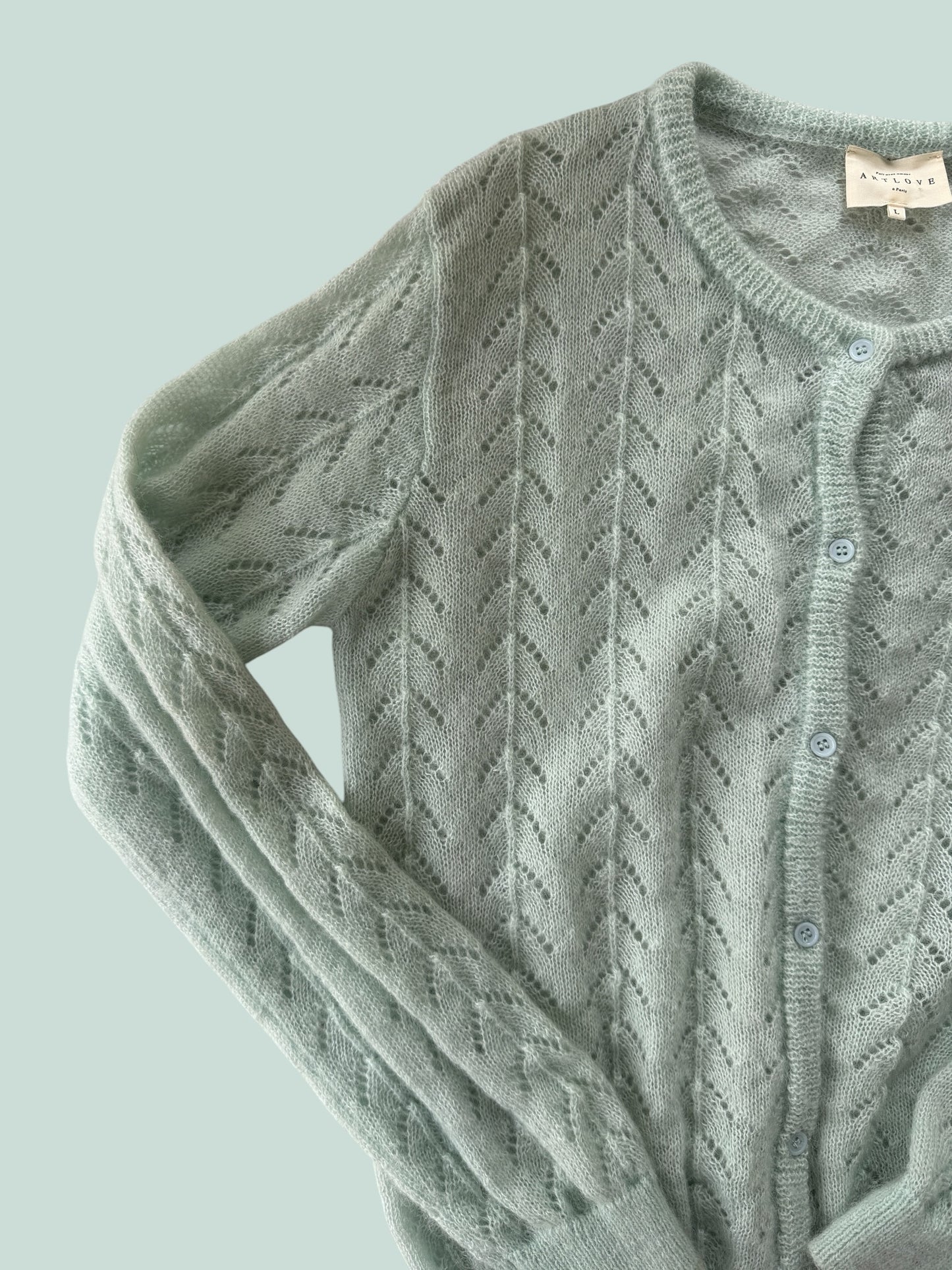 Mint green knit wool-blend cardigan women's medium/large | Artlove