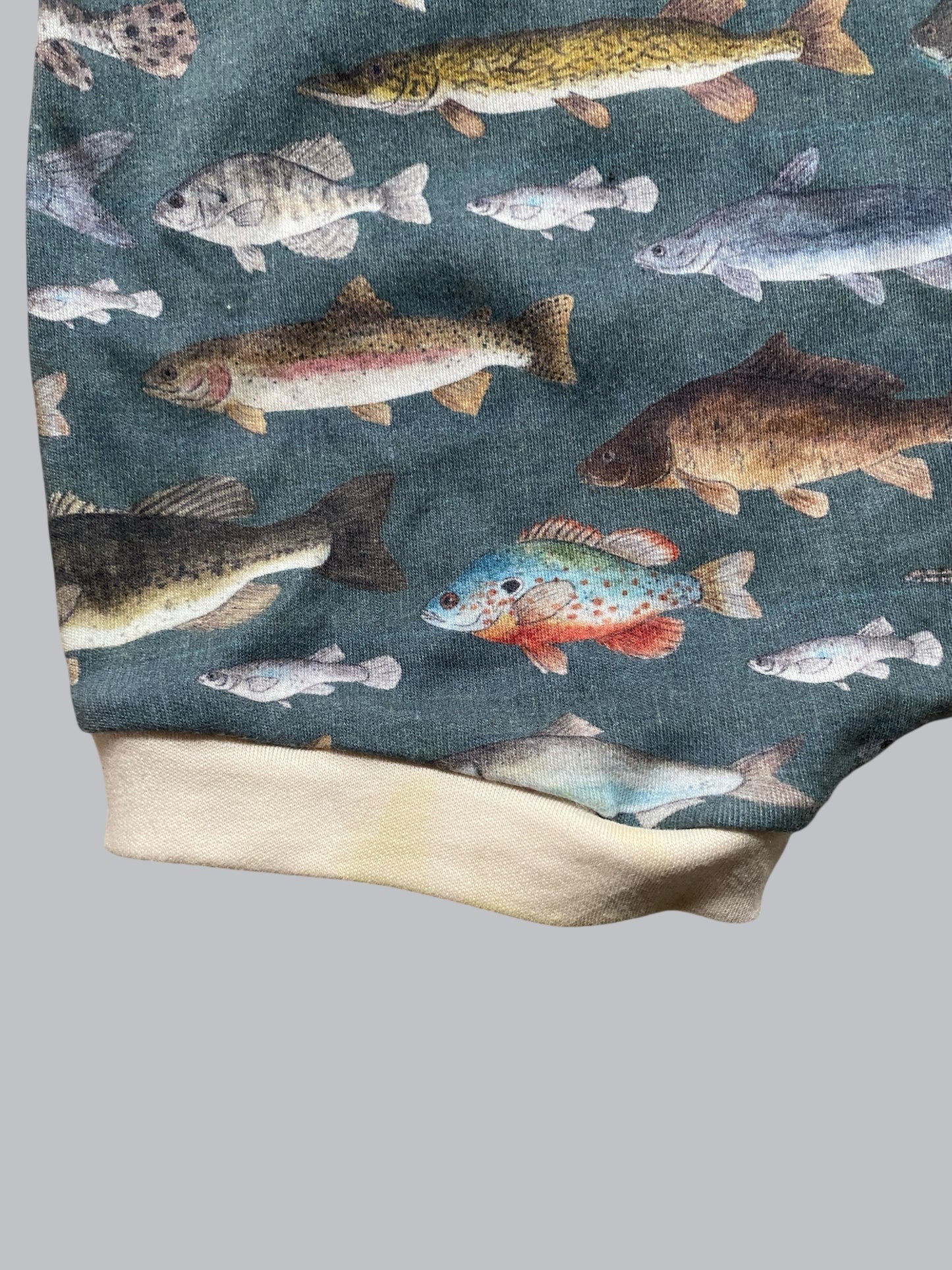 Organic cotton shorty fish romper 2-3Y | Olive Me Handmade