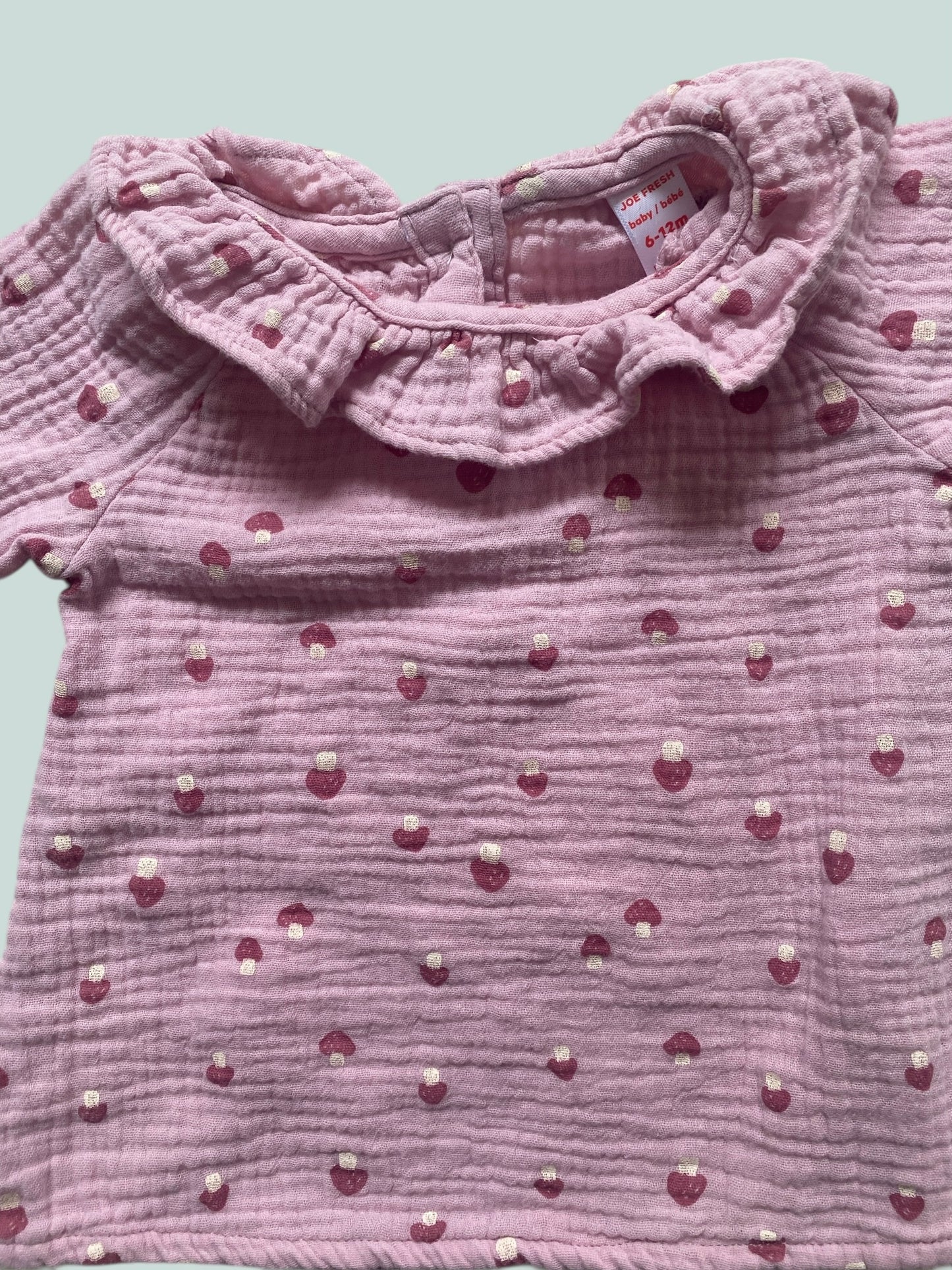 Cotton muslin mushroom top 6-12m (generous) | Joe Fresh