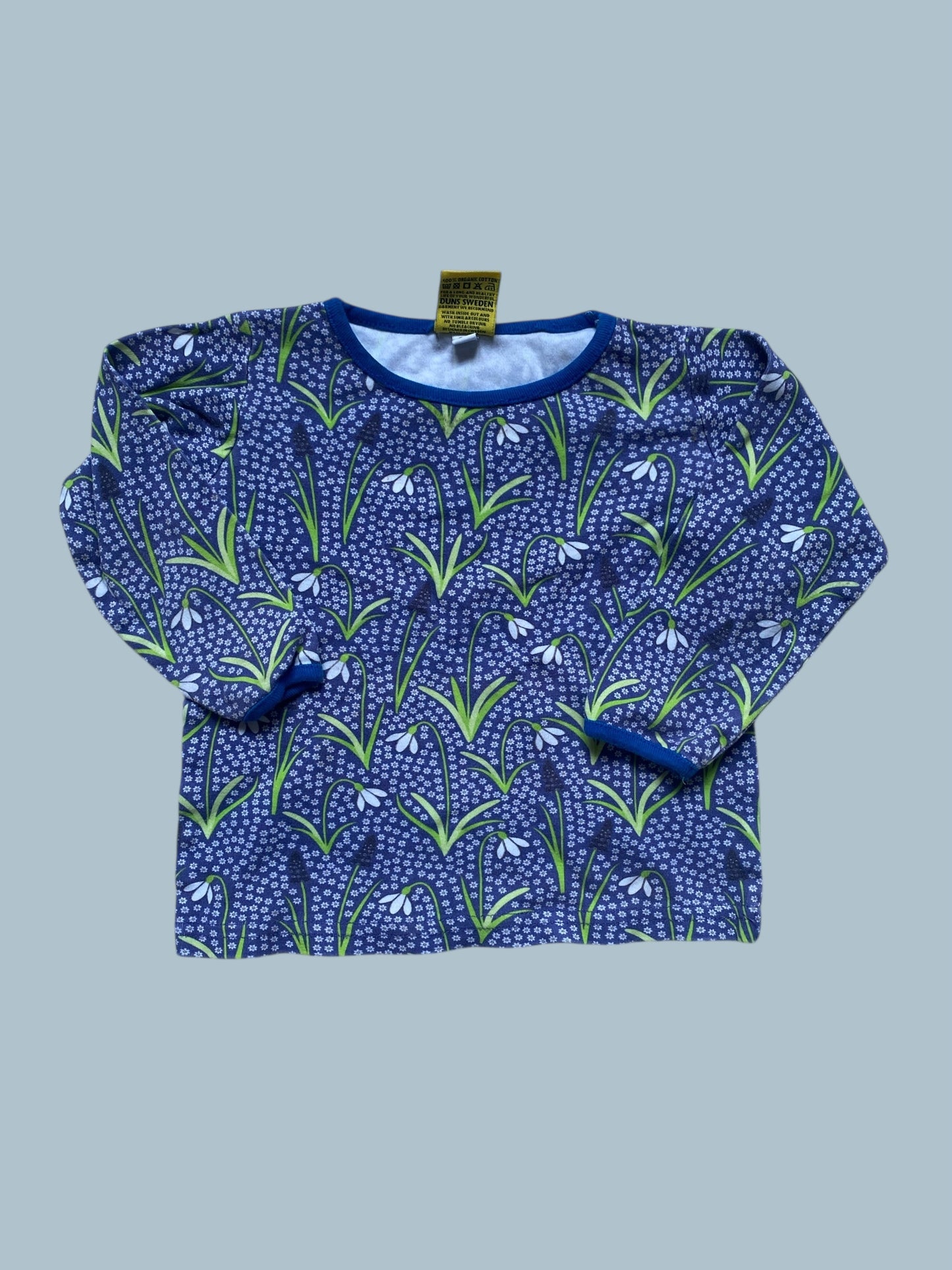 Organic cotton long sleeve flower top 12-24m | Duns Sweden