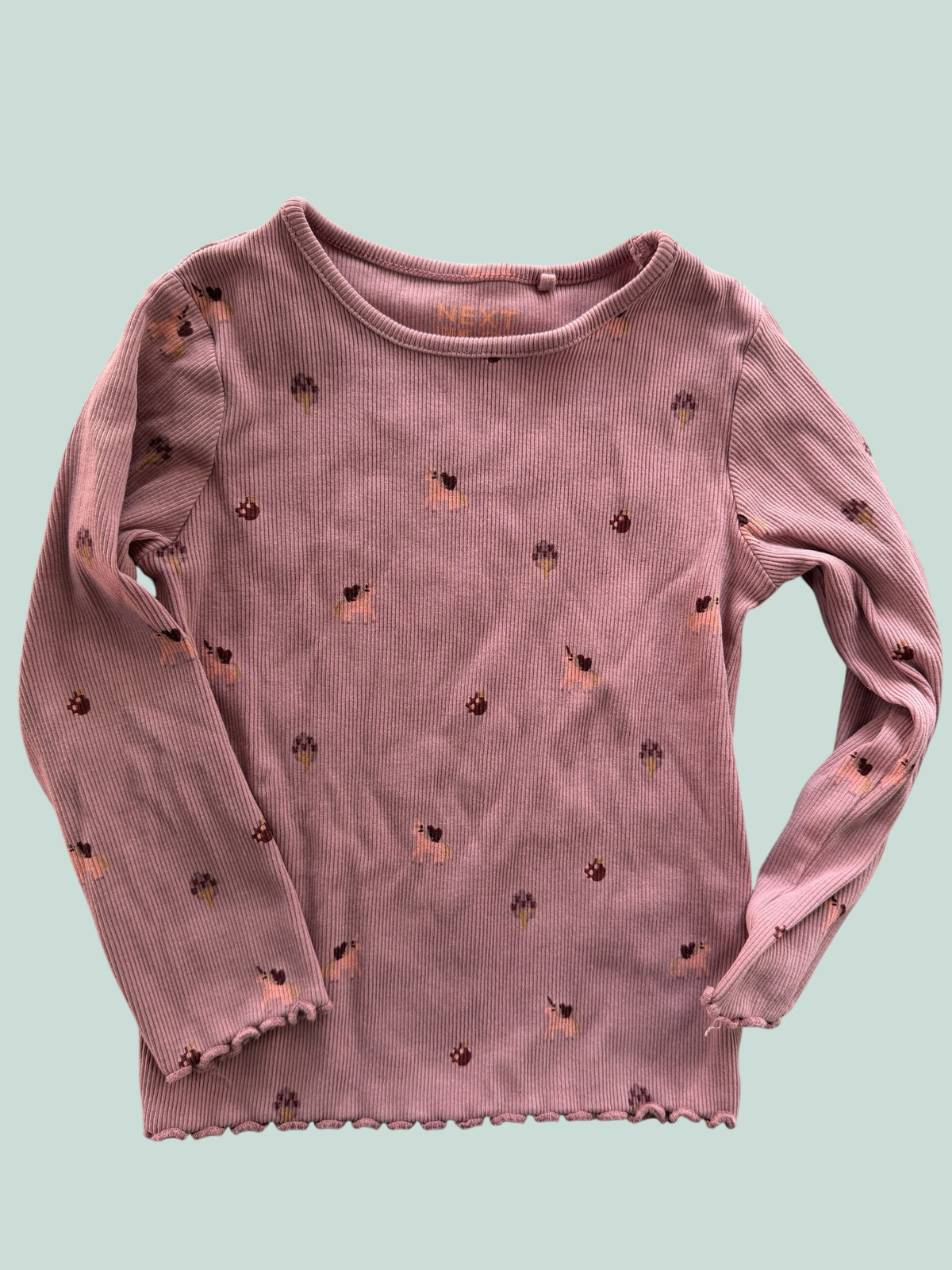 Pink cotton long sleeve top with unicorns 2-3Y | Next UK