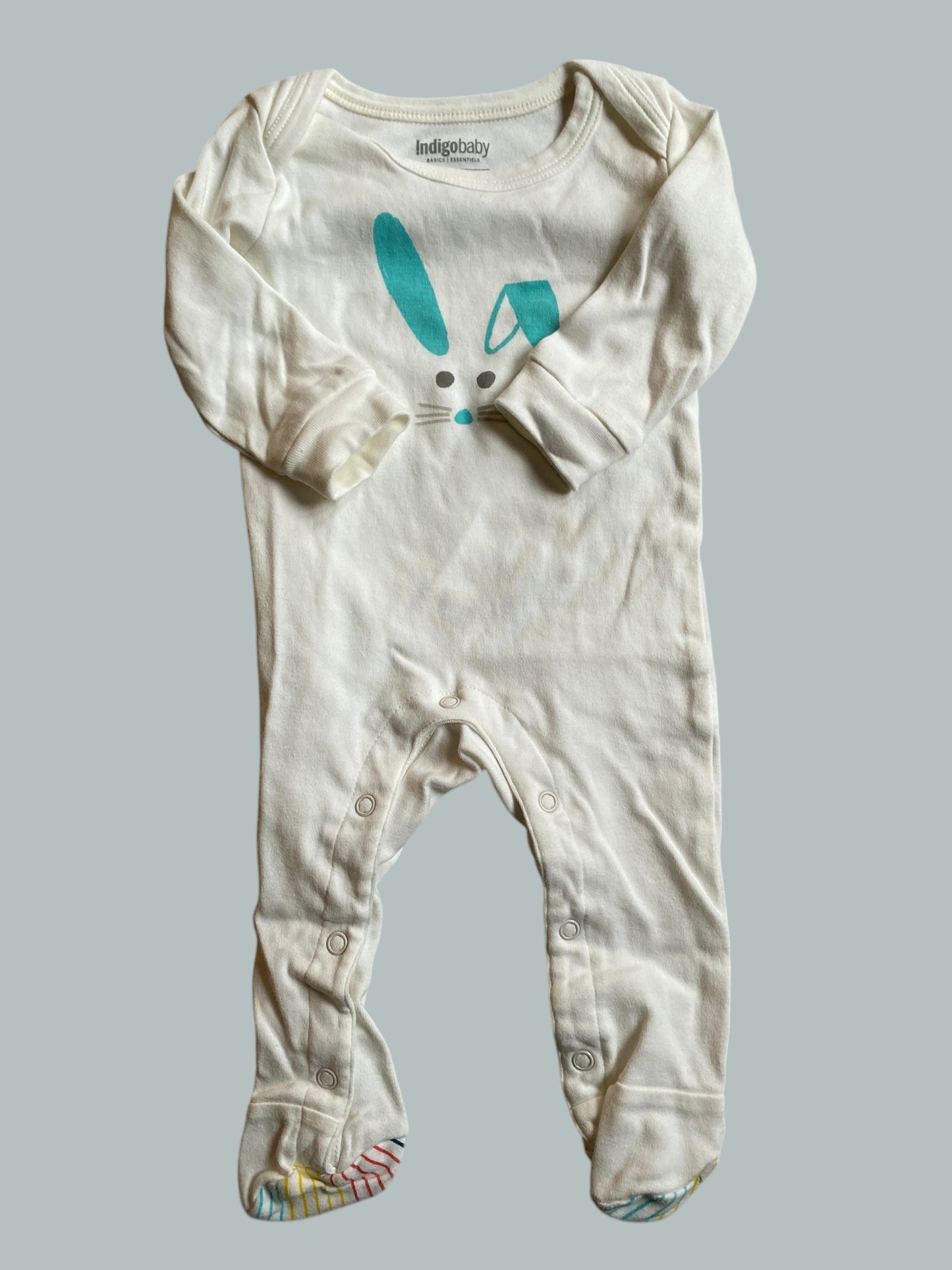 Cotton bunny sleeper 3-6m | Indigo