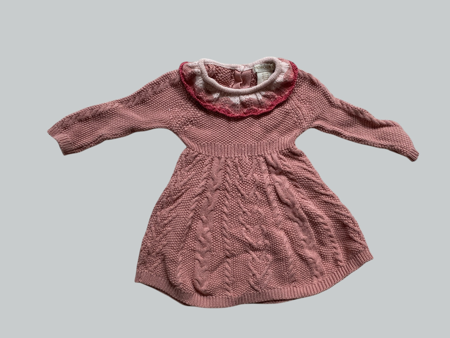 Rose cotton knit dress 3-6m | Cynthia Rowley