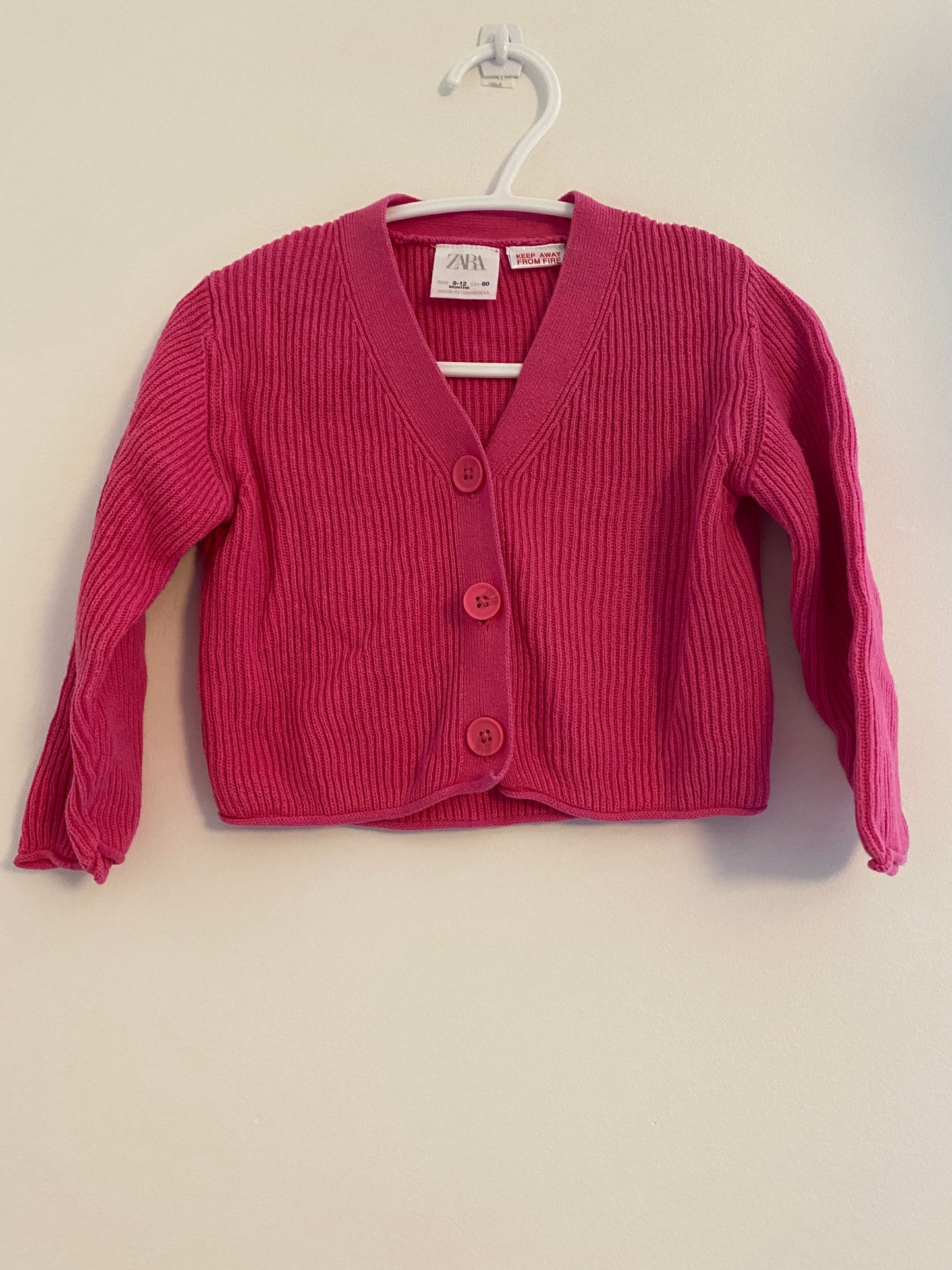 Hot pink cardigan 9-12m / Zara