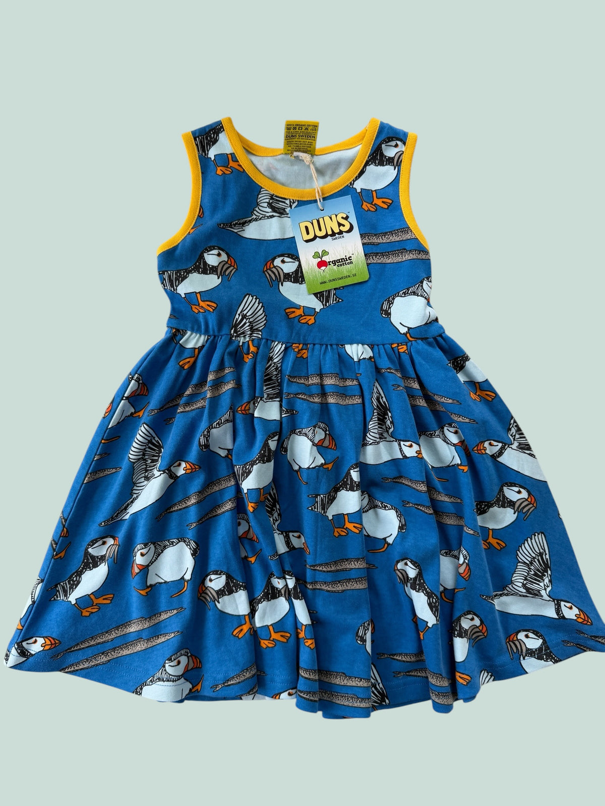 Organic cotton puffin dress 3Y (98) | Duns Sweden