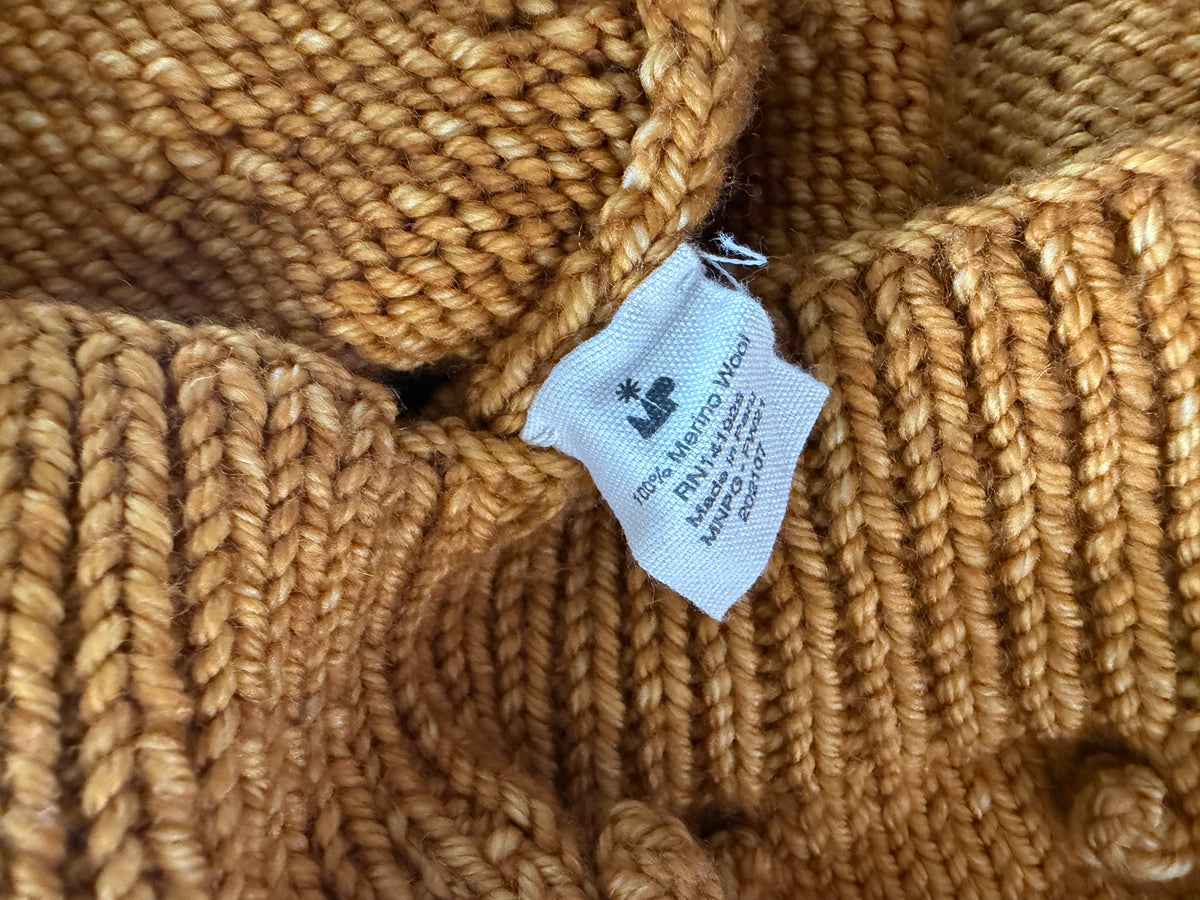 Merino wool popcorn sweater in marigold 5Y | Misha & Puff