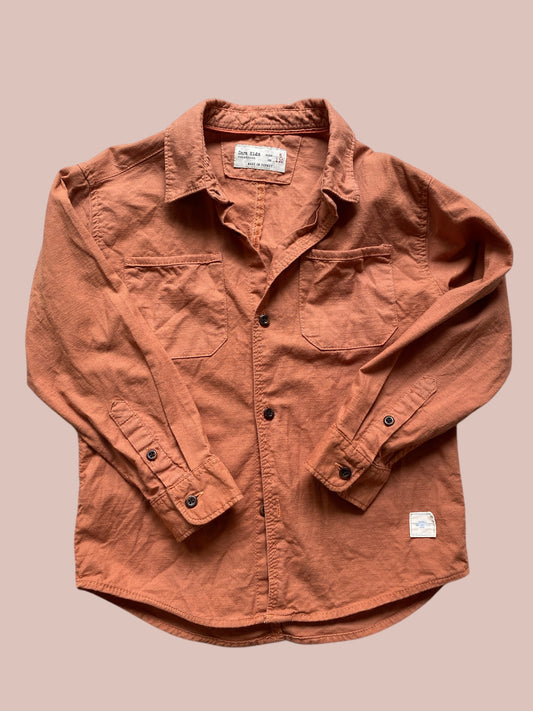 Rust coloured cotton buttoned shirt 5Y | Zara