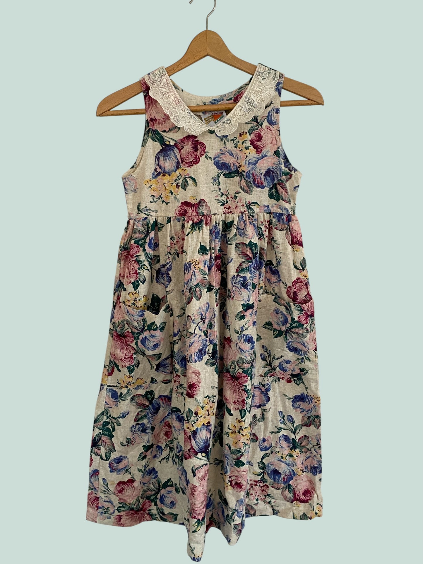 Vintage cotton/flax dress women's small/medium | Sugar Kaine (made in Canada)