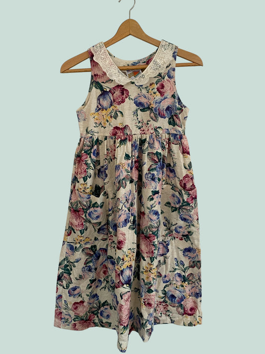 Vintage cotton/flax dress women's small/medium | Sugar Kaine (made in Canada)