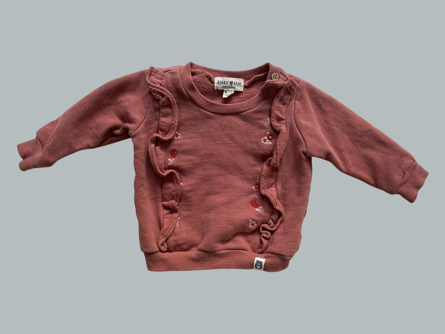 Organic cotton flower sweatshirt 6-9m | Rabbit + Bear