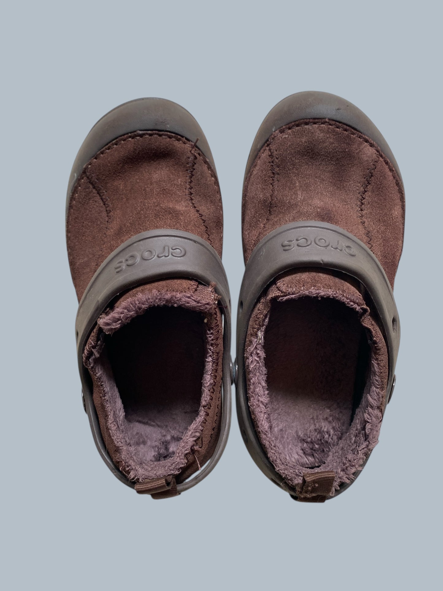 Brown Dawson fleece lined suede slip on shoes 12 US Little Kid | Crocs
