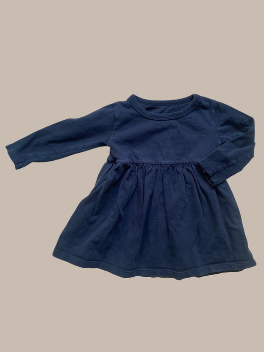 Organic cotton navy dress 6-12m | Mini Mioche