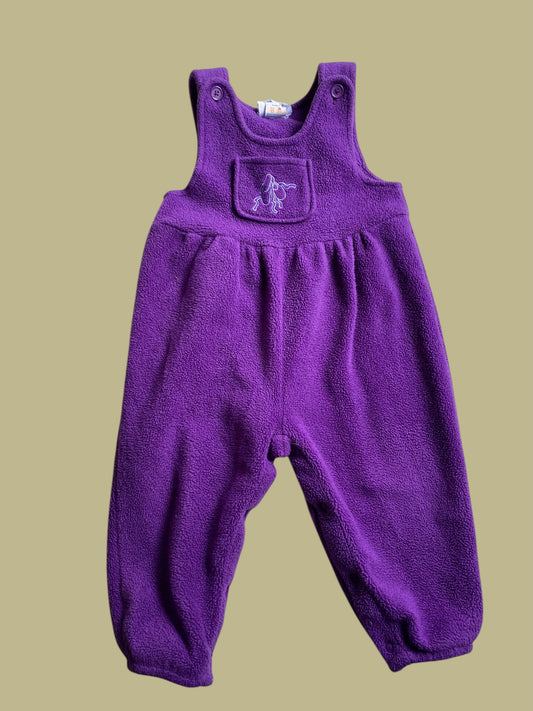 Vintage fleece overalls with ballet embroidery 18m