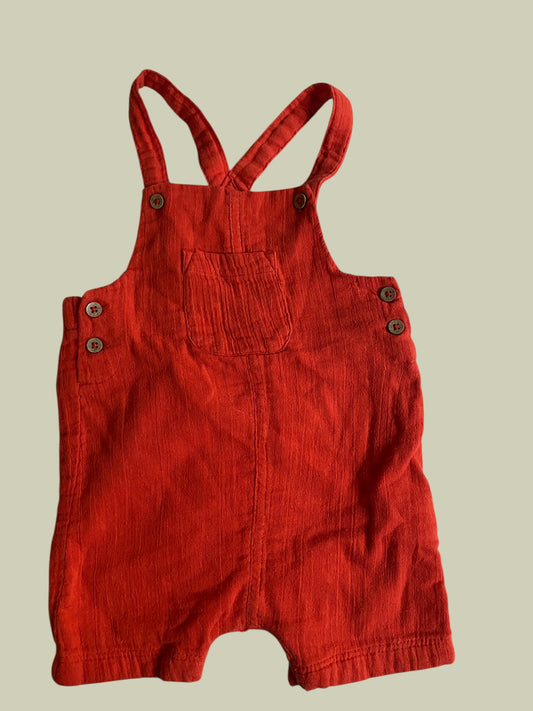Red muslin cotton 3-6m shorty romper | Next UK