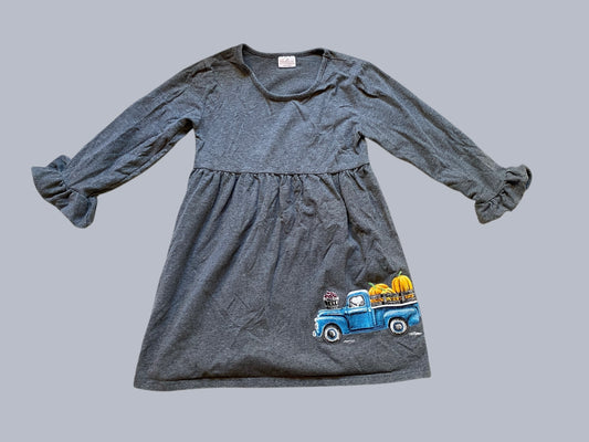 Grey long sleeve Peanuts pumpkin dress 4-6Y