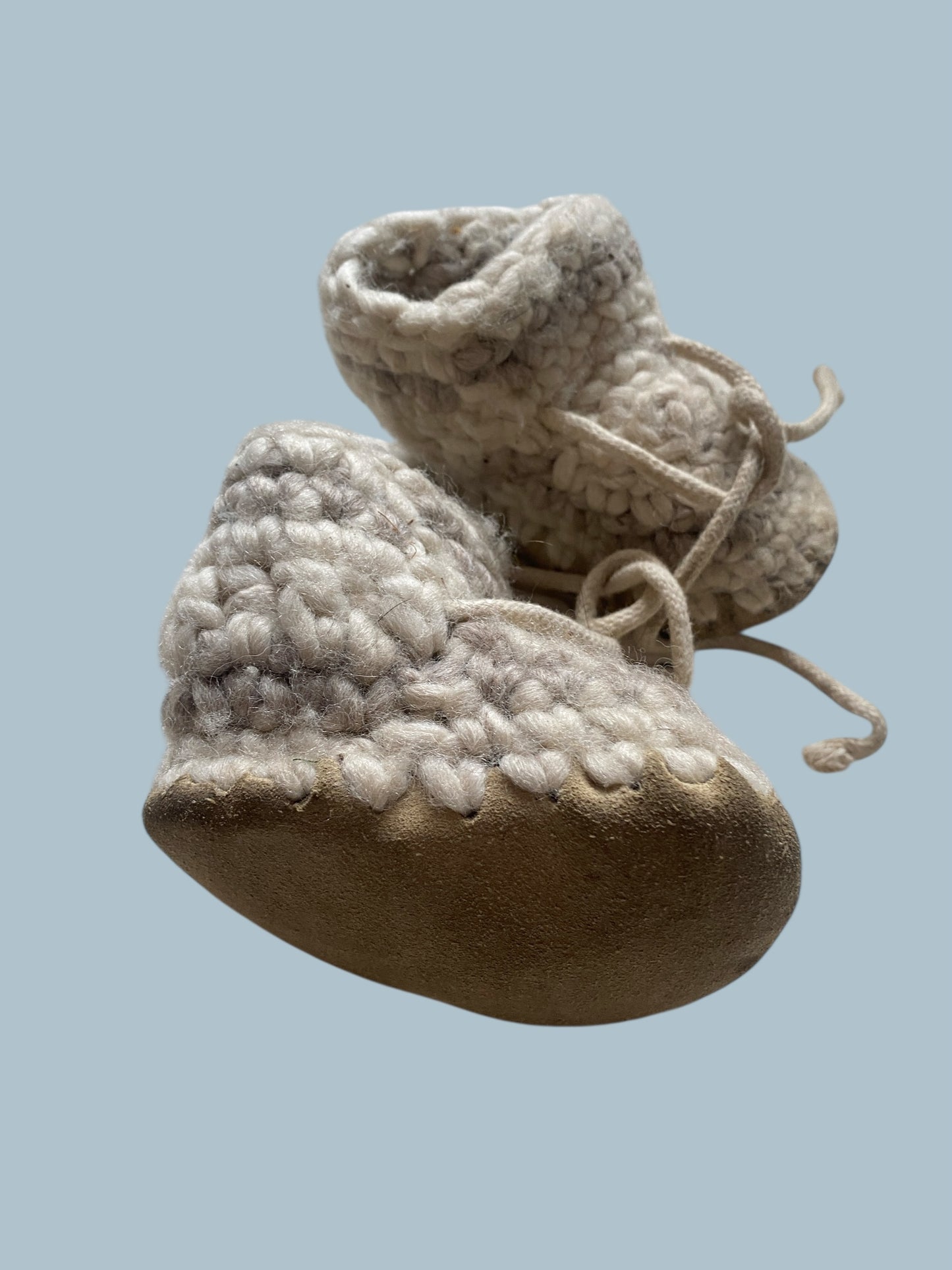 Wool booties with leather soles 5"