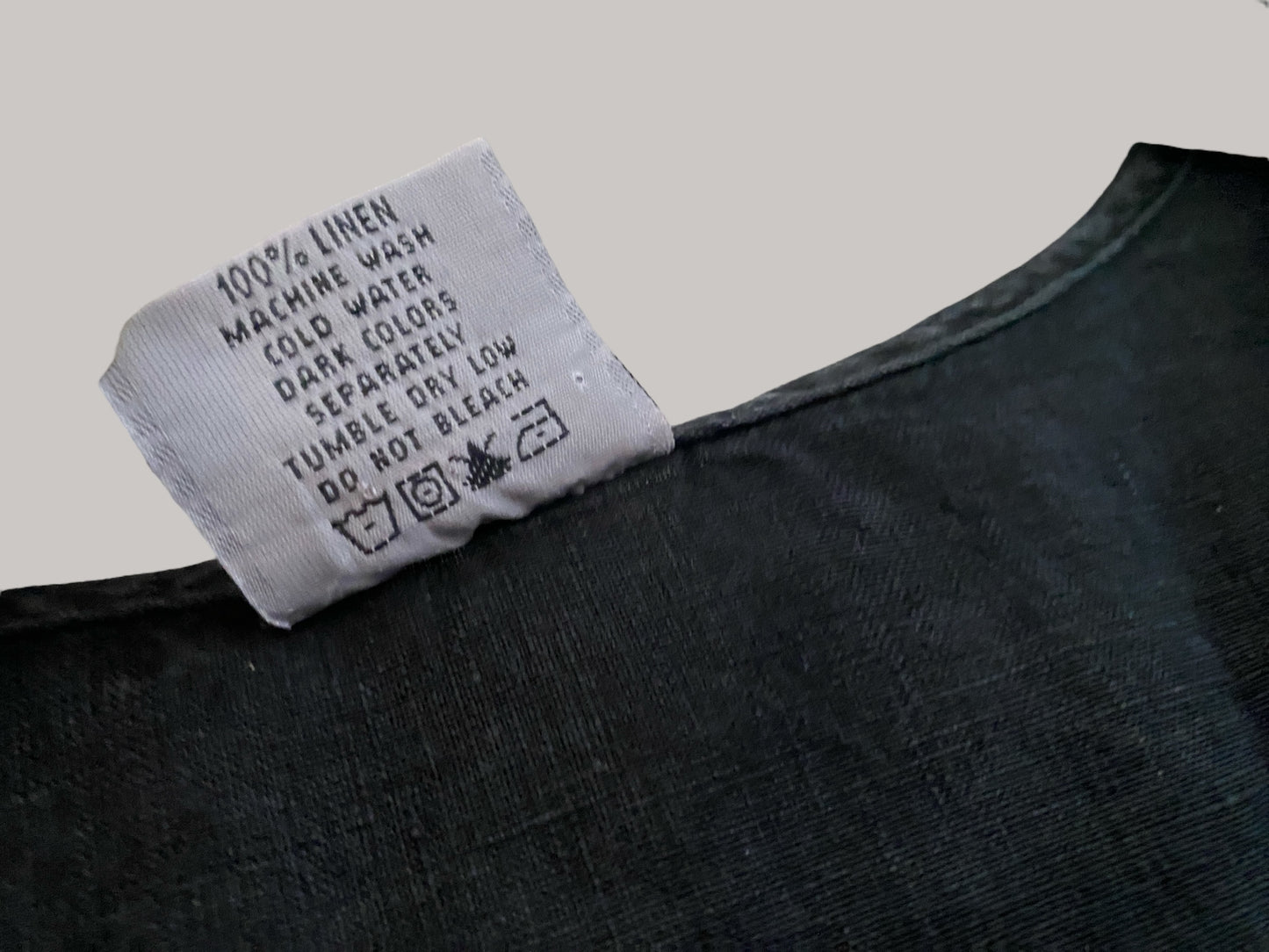 Black linen shirt women’s large | Color me Cotton (made in USA)