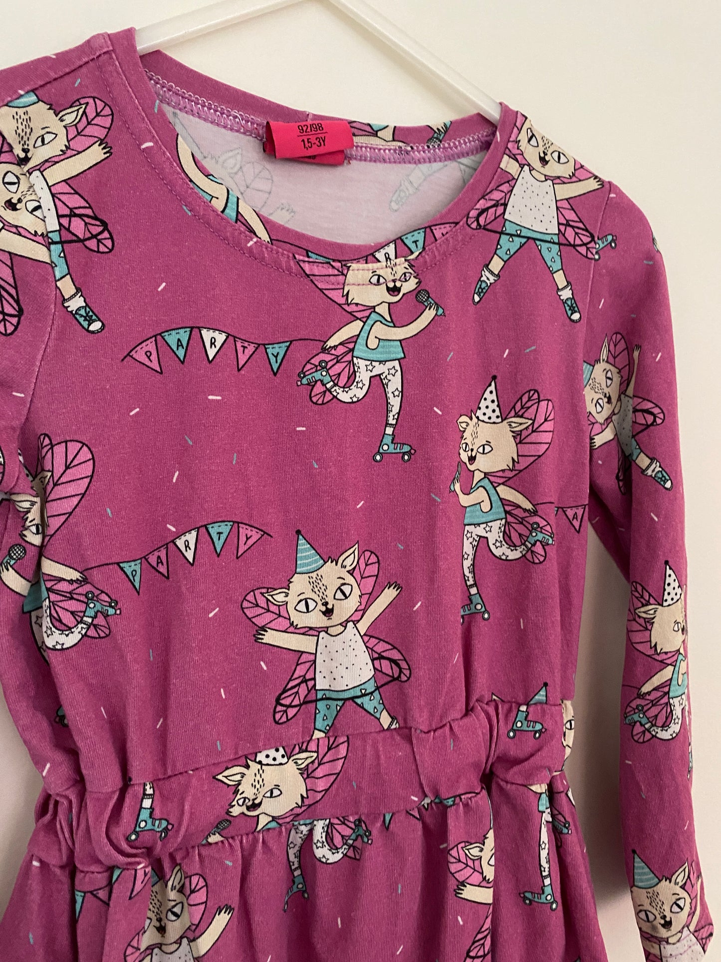 Organic cotton flying kitty dress 1.5-3Y | Raspberry Republic
