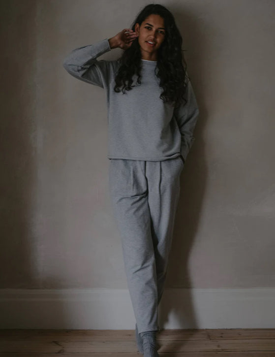 Organic cotton ‘The Cozy Trousers’  adult in grey melange adult 14 US | The Simple Folk