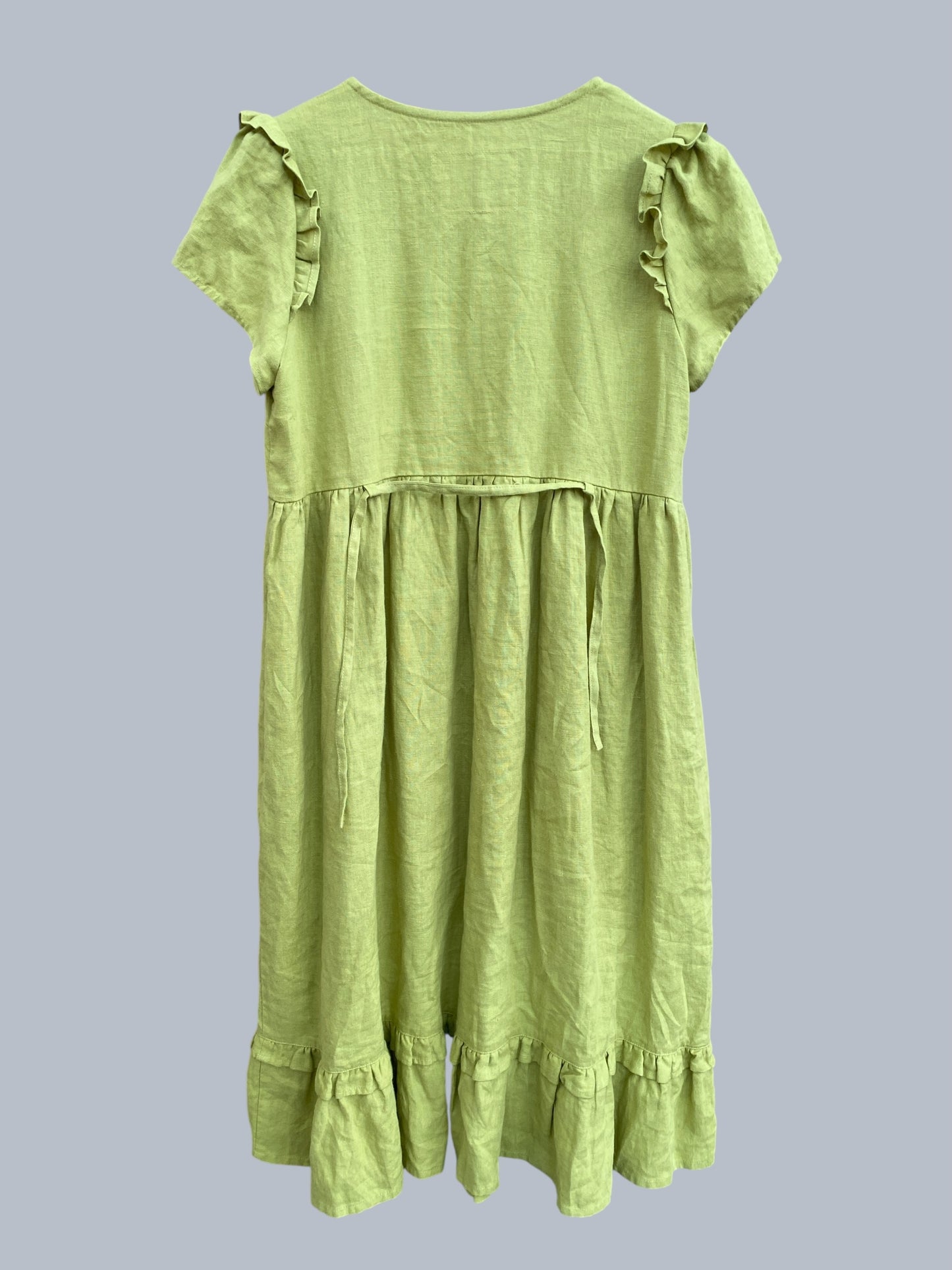 Lime linen ‘Marquette’ dress women’s medium | Not Perfect Linen