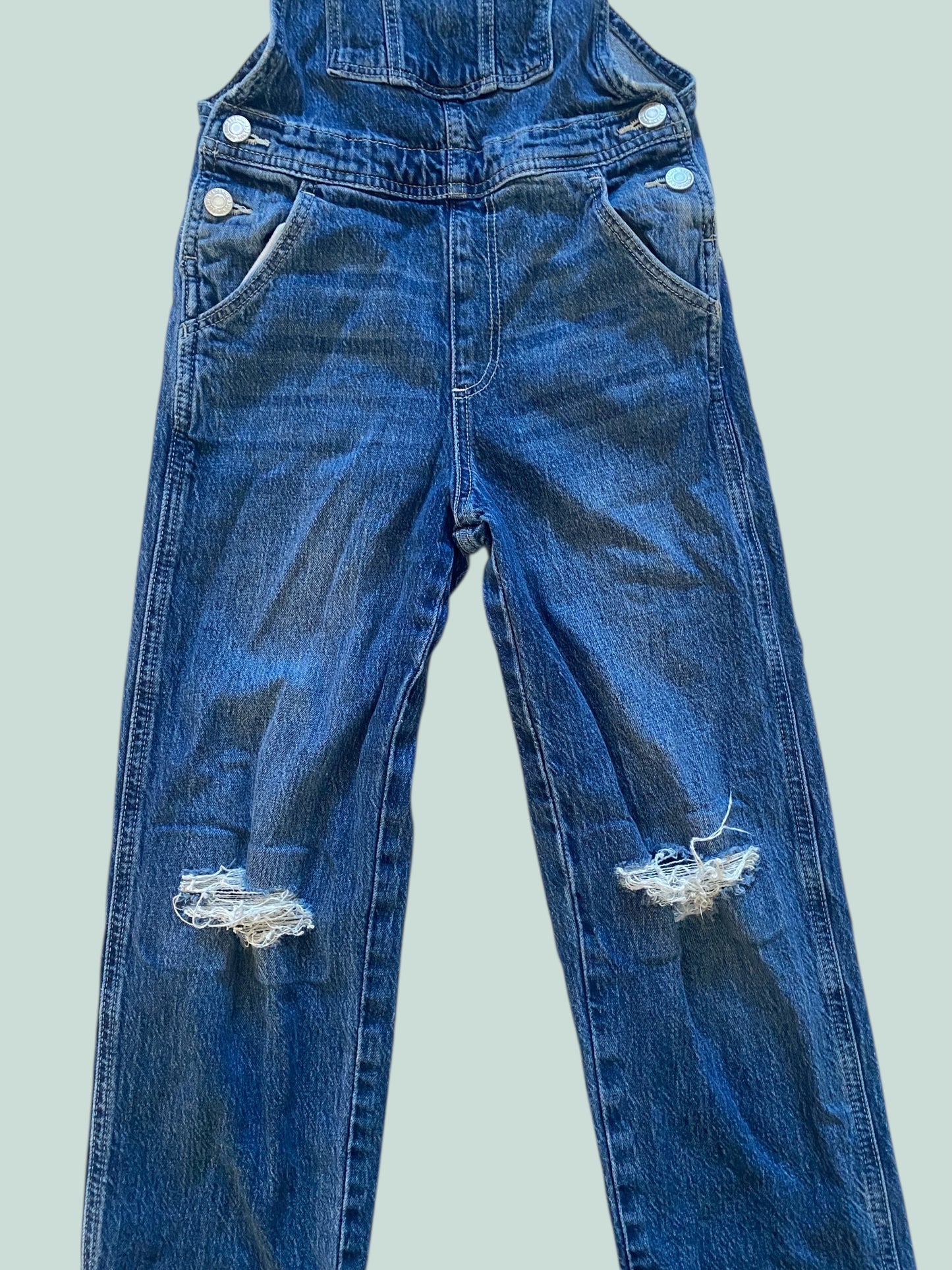 Cotton denim distressed overalls 7-8Y | H&M
