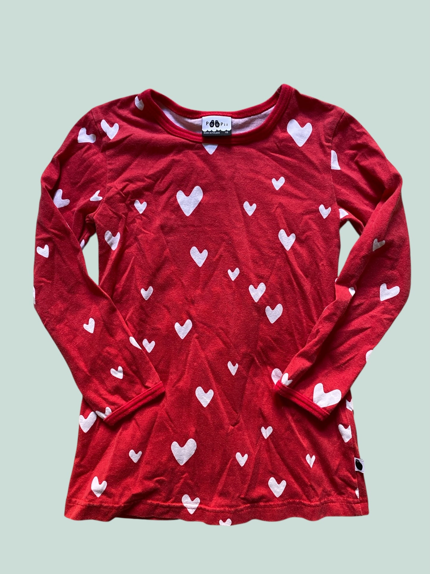 Organic cotton heart dress 4Y (110) | Paapii