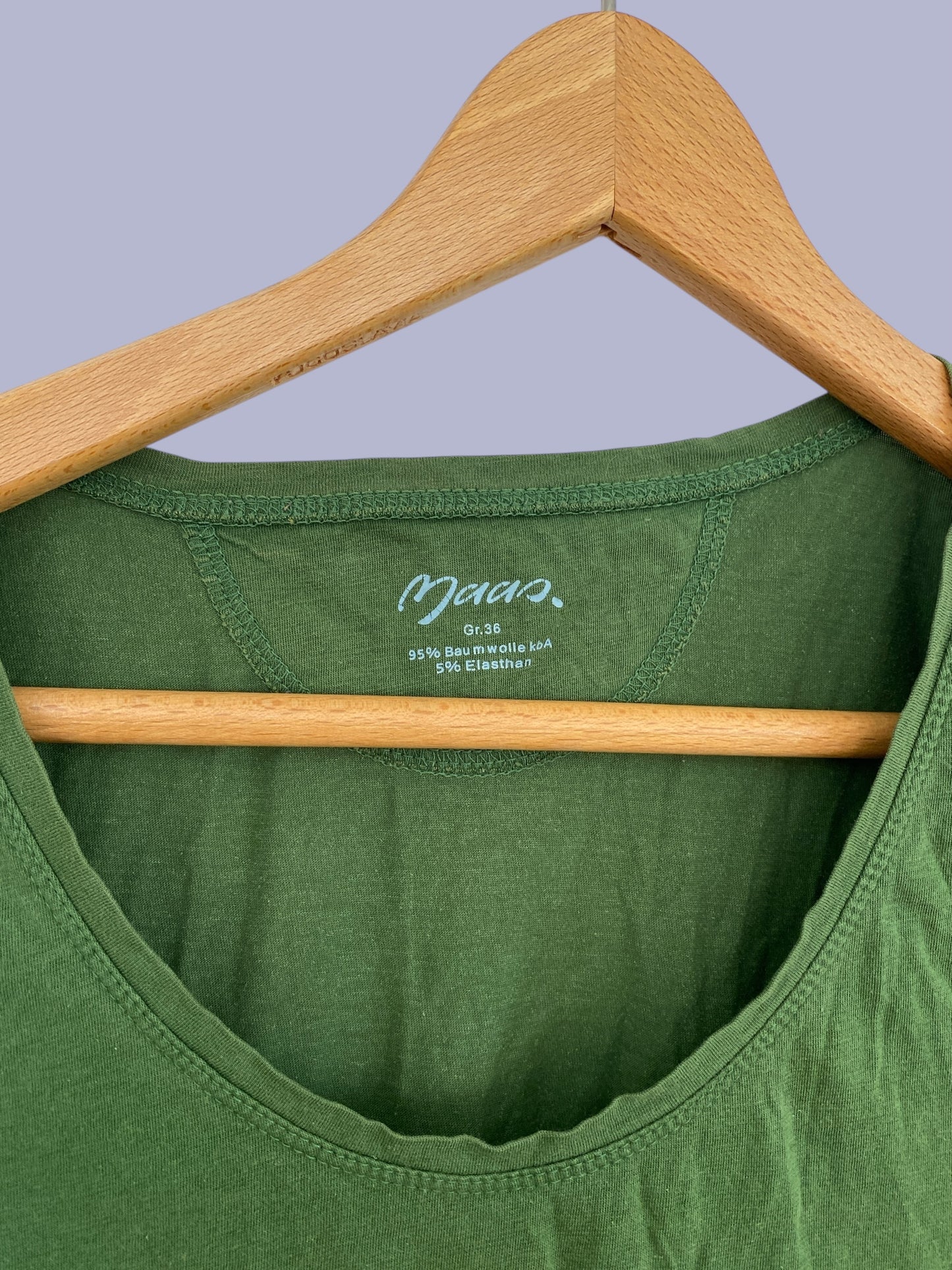 Organic cotton green t-shirt women's small  (36 EU)| Maas