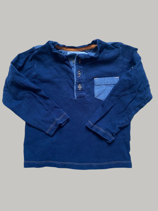 Organic cotton navy long sleeve top 2Y | Colored Organics