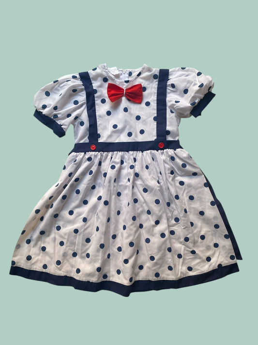 Vintage cotton polka dot dress 6Y | Kathy