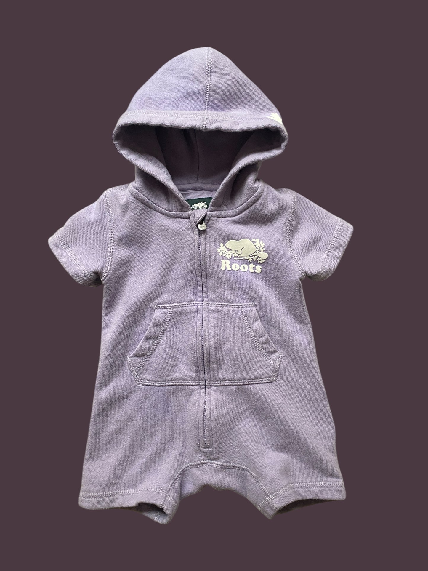 Lilac hooded romper 6-12m | Roots