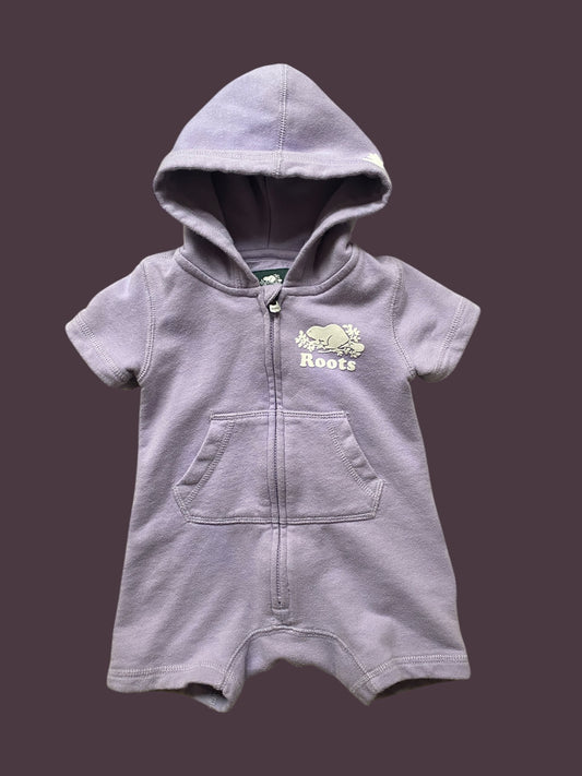 Lilac hooded romper 6-12m | Roots
