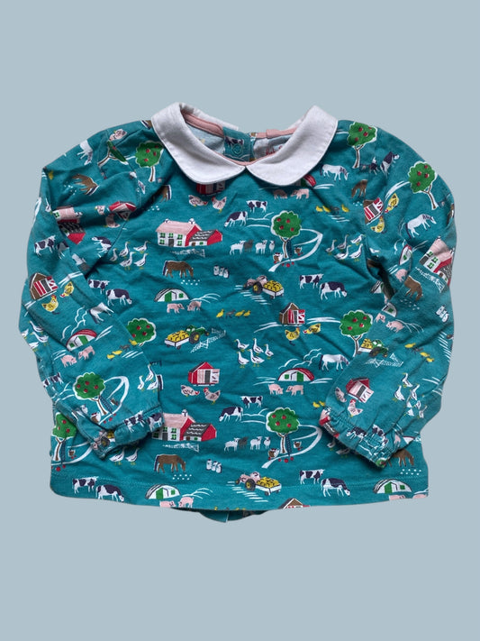 Cotton farm scene long sleeve top 2-3Y | Boden