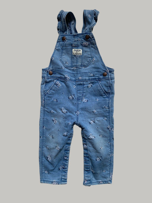Cotton blend denim flower overalls 18m | Oshkosh