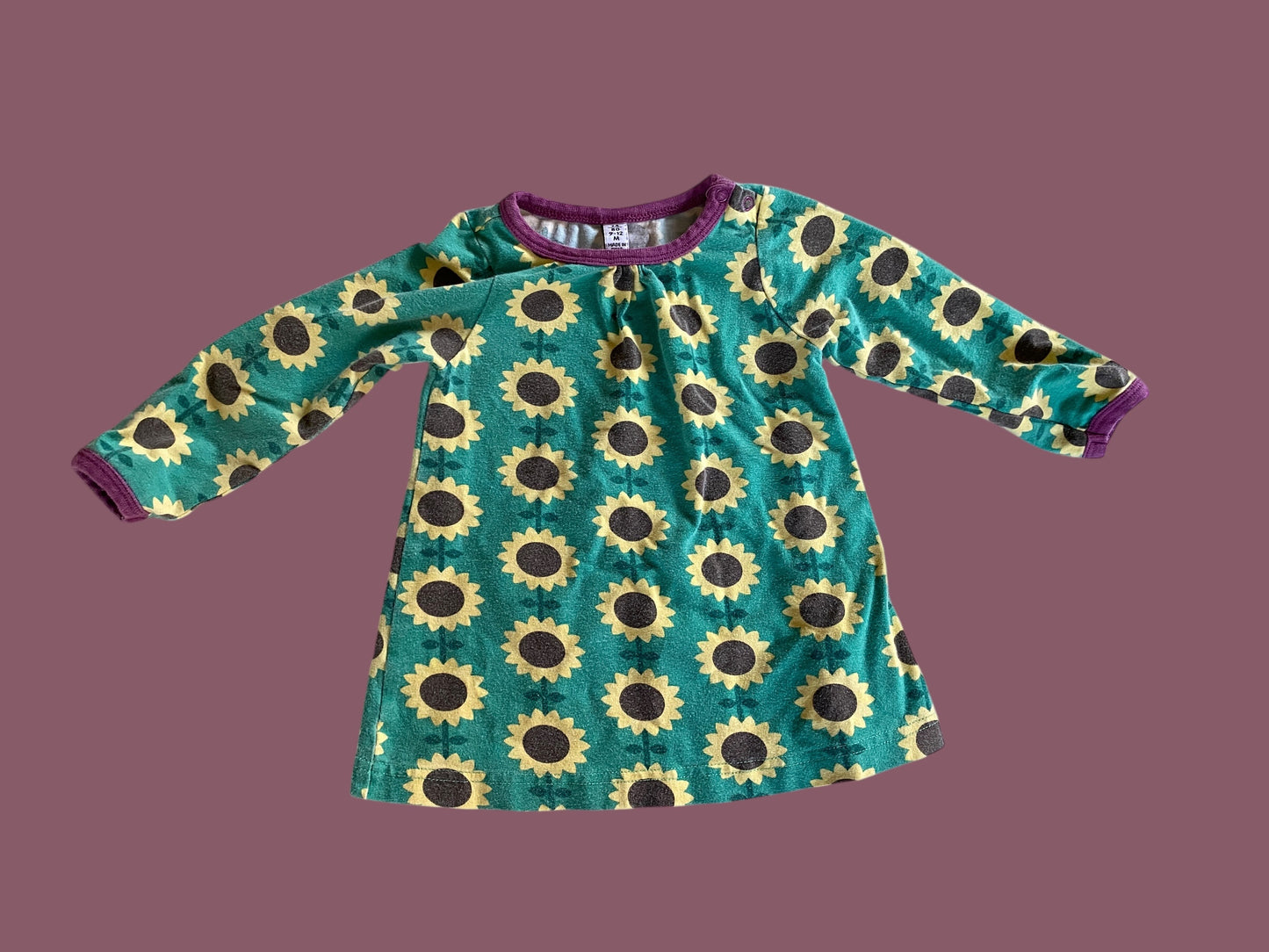 Organic cotton sunflower dress 6-9m (74) | Maxomorra