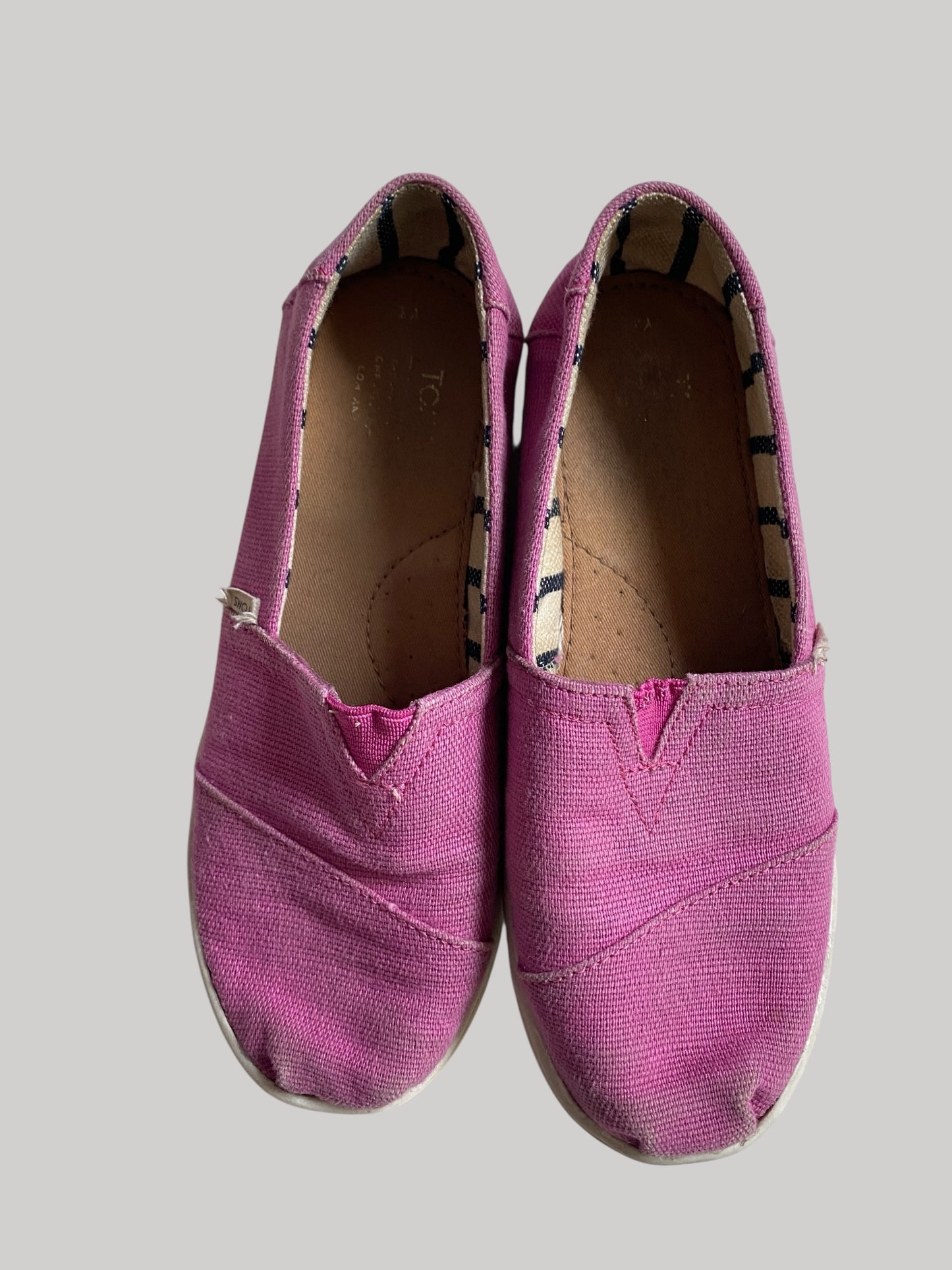 Pink canvas slip on shoe 3 US Big Kids | Tom's