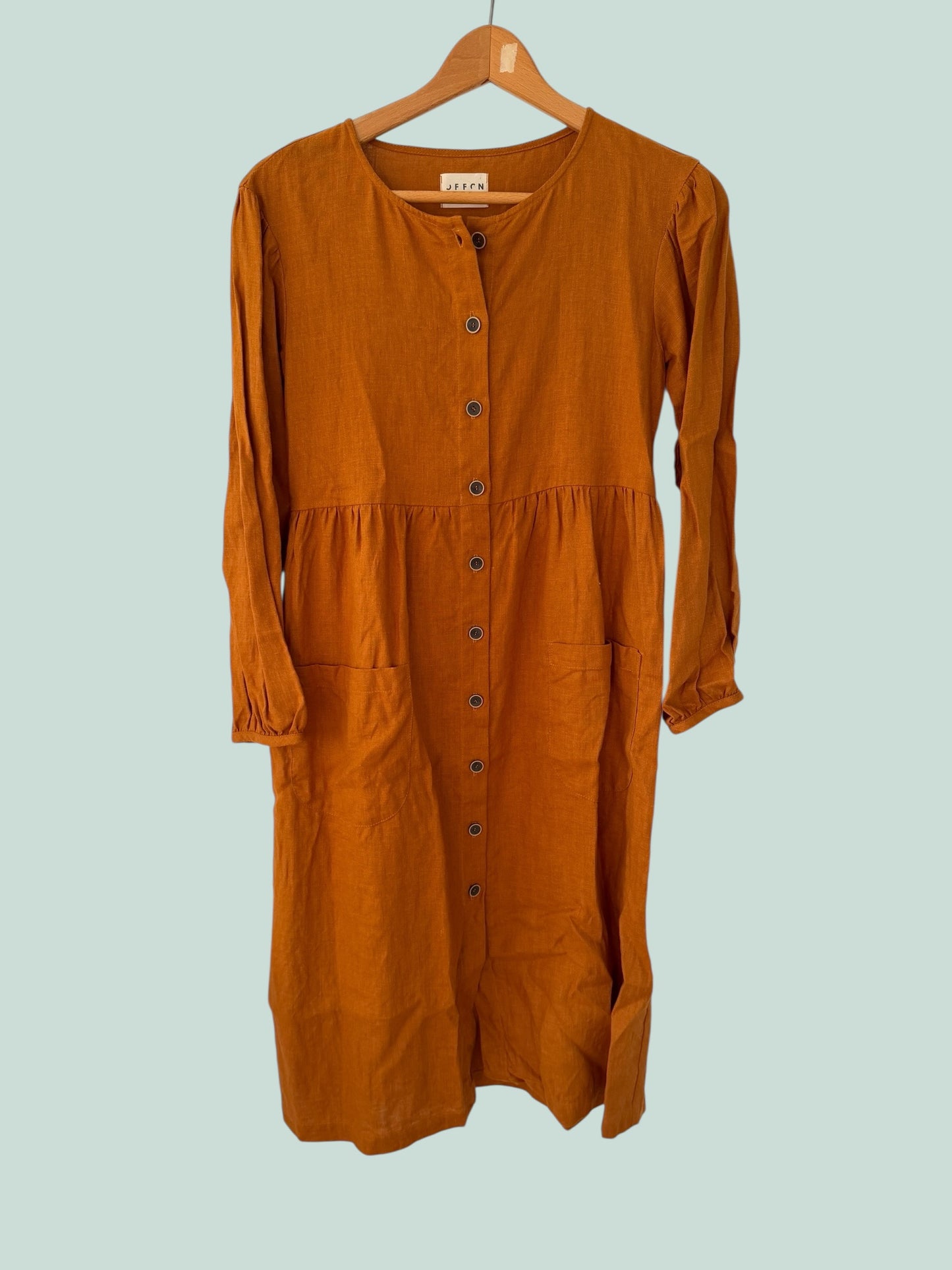 Rust organic linen dress small/medium (see measurements) | OffOn Clothing