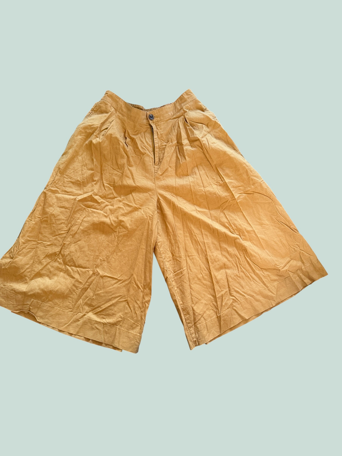 Cotton linen blend cropped wide leg pants women’s large | Uniqlo