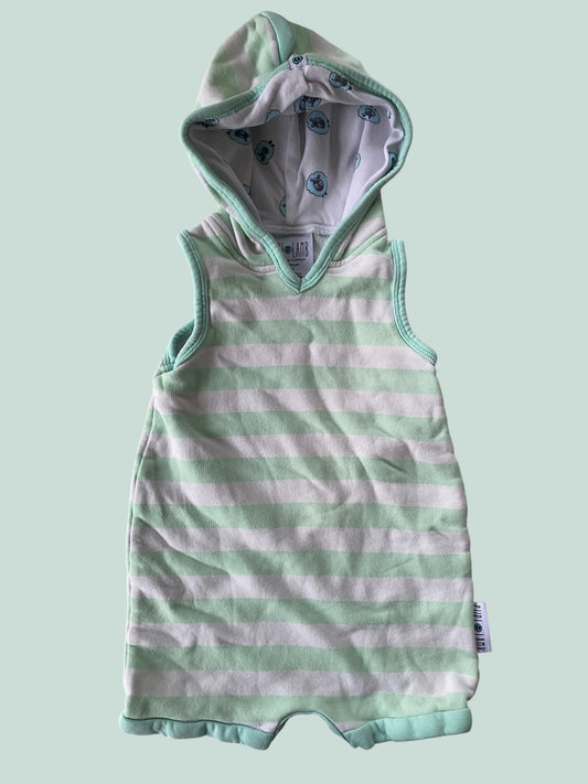 Striped cotton hooded romper 2Y | Purl Lamb
