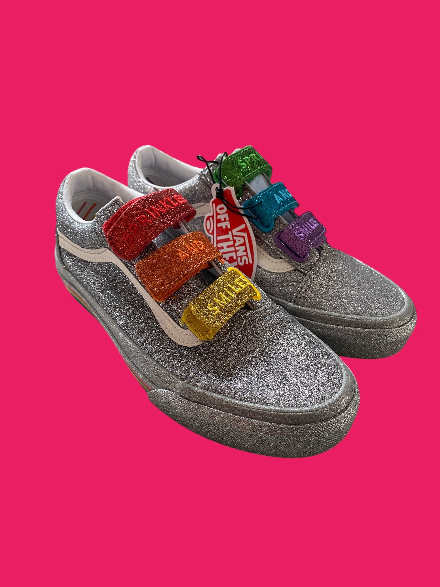 Sparkly Silver Rainbow Glitter Womens Shoes Sz 7 / Sz 5.5 Men’s | Vans x Flour Shop