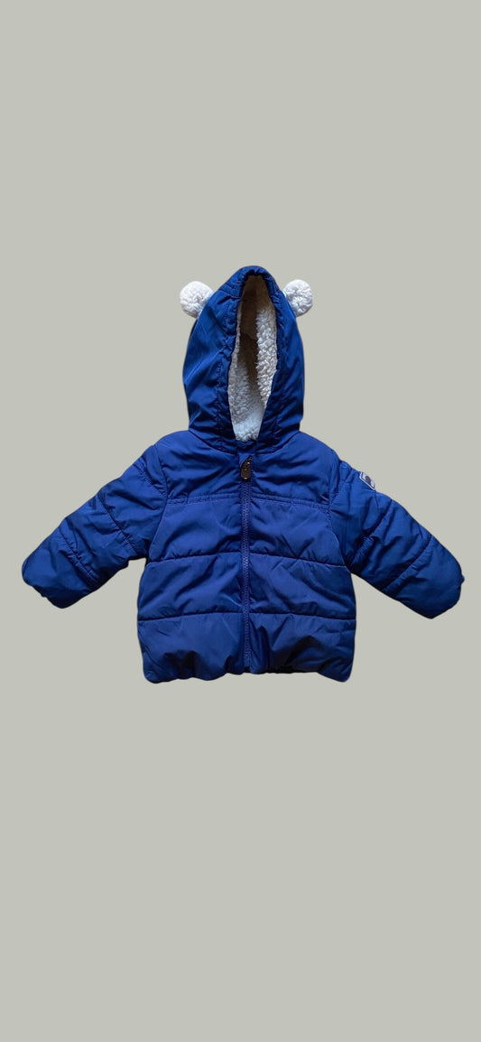 Blue winter jacket with bear ears 6-12m | Gap