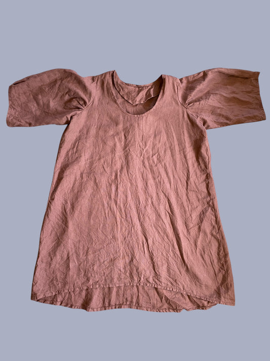 Handmade brown linen dress adult size L/XL