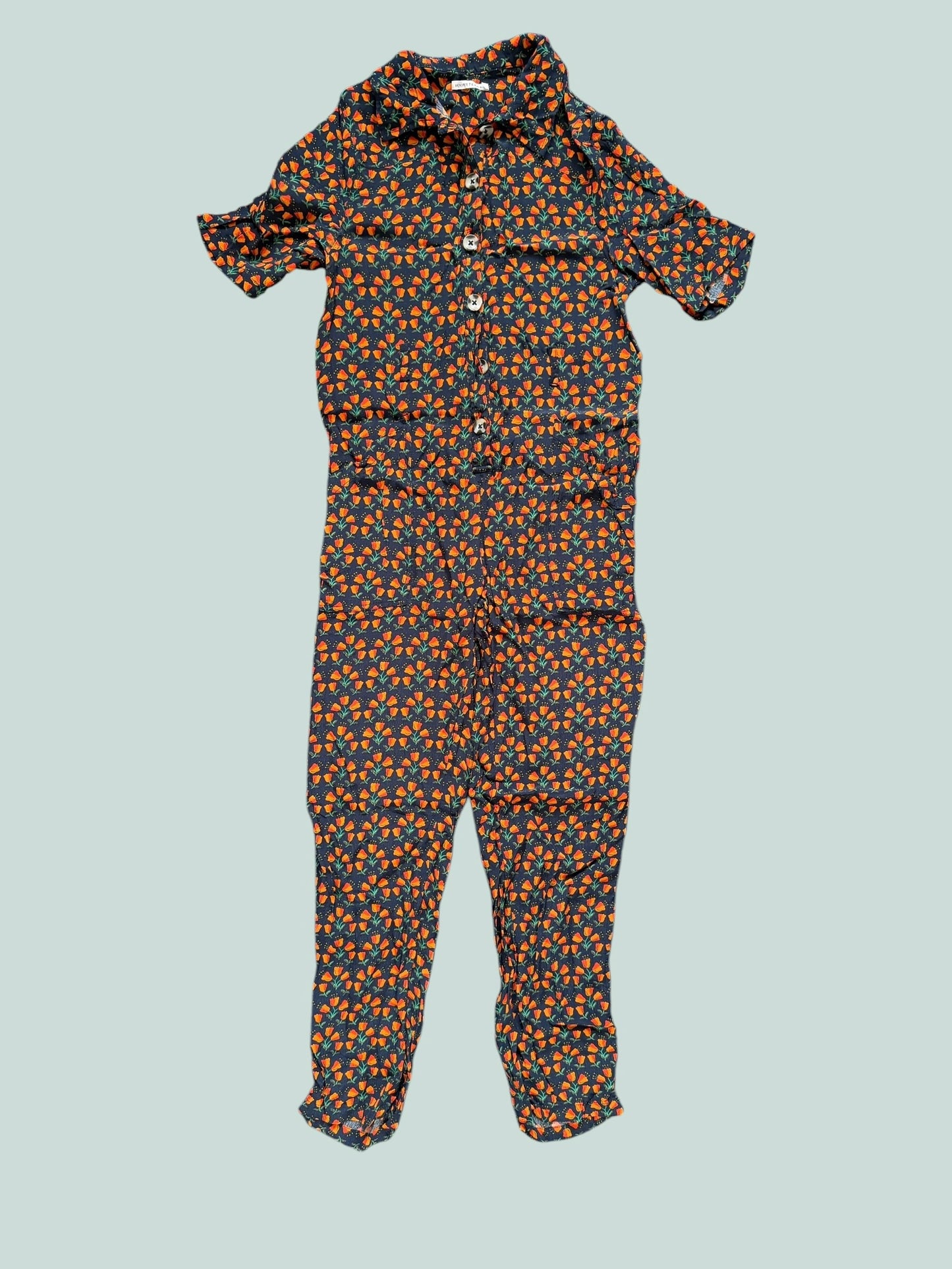 Viscose flower jumpsuit with buttons 12Y | Monorpix